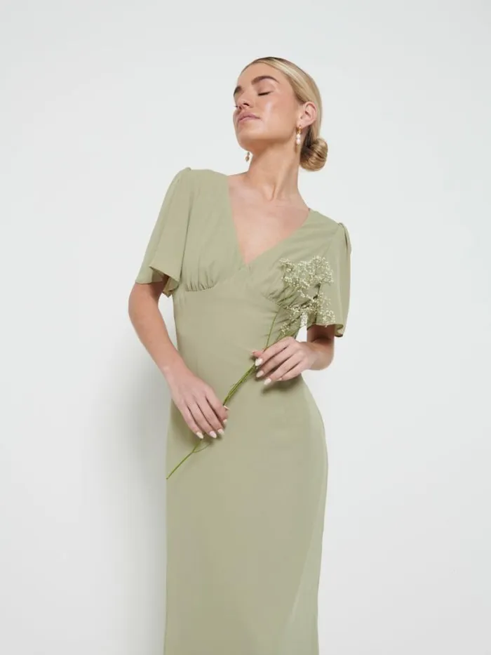 Pretty Lavish Bridesmaid Dresses Women Edie Chiffon Maxi Bridesmaids Dress Olive