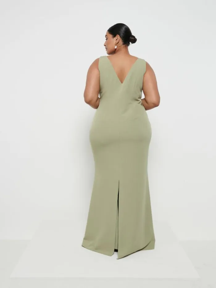 Pretty Lavish Bridesmaid Dresses Women Esmee Crepe Maxi Bridesmaid Dress Curve Olive