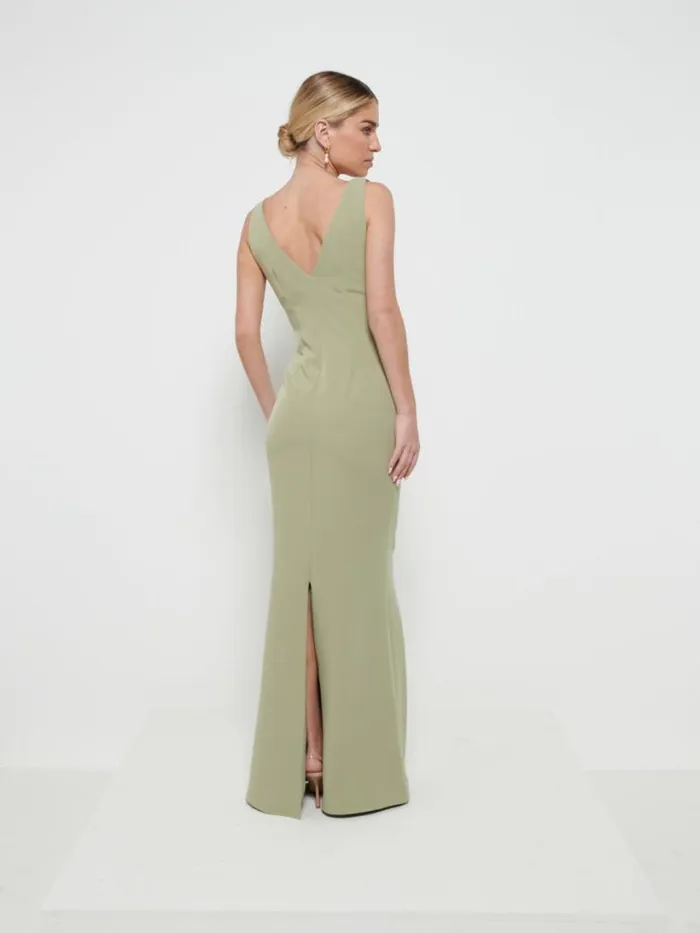 Pretty Lavish Bridesmaid Dresses Women Esmee Crepe Maxi Bridesmaid Dress Olive