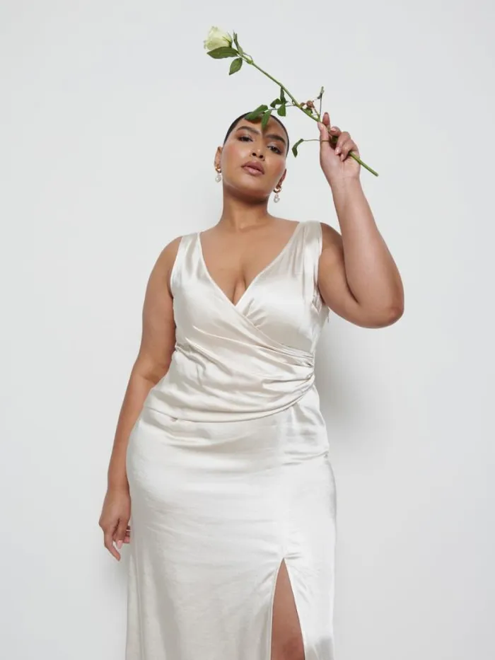 Pretty Lavish Bridesmaid Dresses Women Esmee Wrap Maxi Bridesmaid Dress Curve Champagne