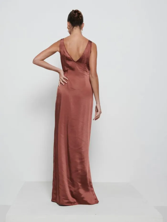 Pretty Lavish Bridesmaid Dresses Women Esmee Wrap Maxi Bridesmaid Dress Matte Mahogany