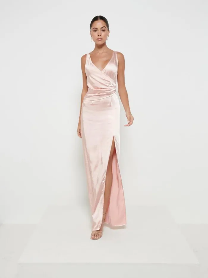 Pretty Lavish Bridesmaid Dresses Women Esmee Wrap Maxi Bridesmaid Dress Matte True Blush Pretty Lavish Bridesmaid Dresses Women Esmee Wrap Maxi Bridesmaid Dress Matte True Blush