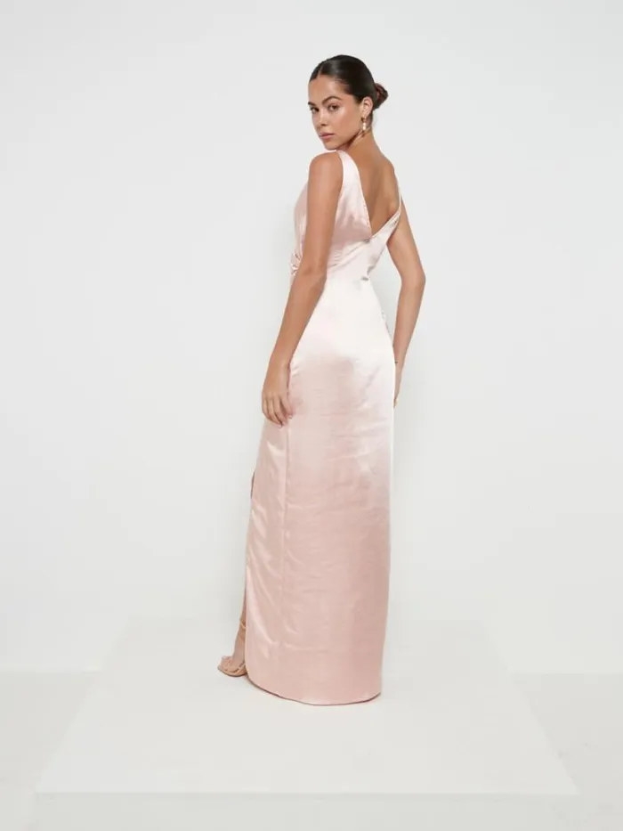 Pretty Lavish Bridesmaid Dresses Women Esmee Wrap Maxi Bridesmaid Dress Matte True Blush
