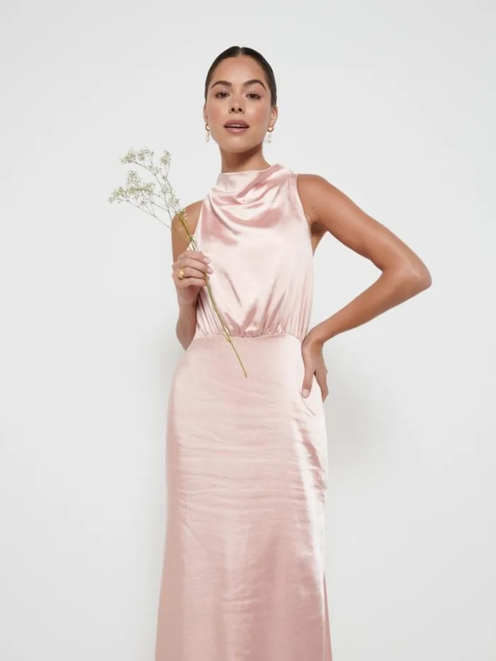 Pretty Lavish Bridesmaid Dresses Women Farrah Maxi Bridesmaid Dress Matte True Blush