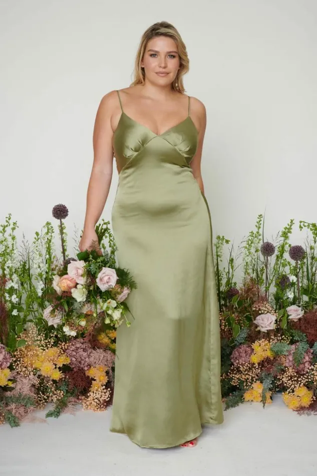 Pretty Lavish Bridesmaid Dresses Women Ines Recycled Maxi Bridesmaids Dress Olive