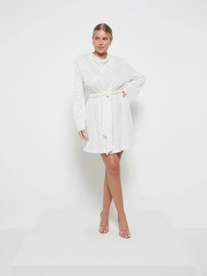 Pretty Lavish Bridesmaid Dresses Women Jayda Sequin Cowl Neck Dress Ivory