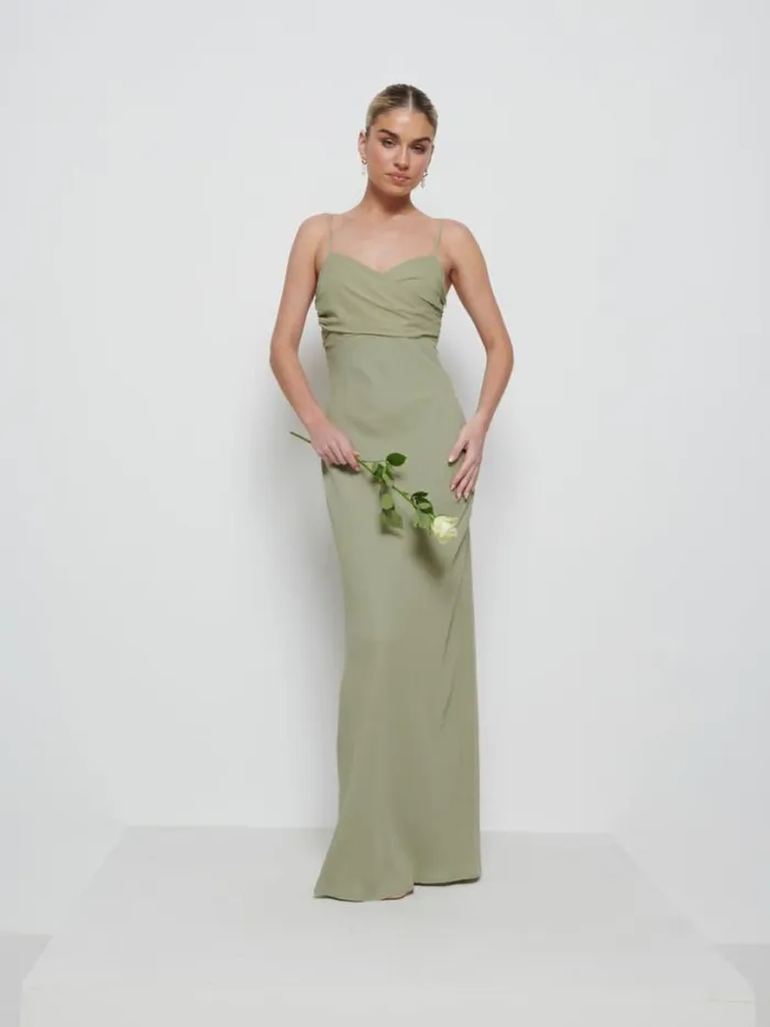 Pretty Lavish Bridesmaid Dresses Women Kehlani Twist Cami Bridesmaid Dress Olive