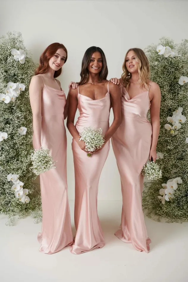 Pretty Lavish Bridesmaid Dresses Women Keisha Maxi Bridesmaid Dress Matte True Blush