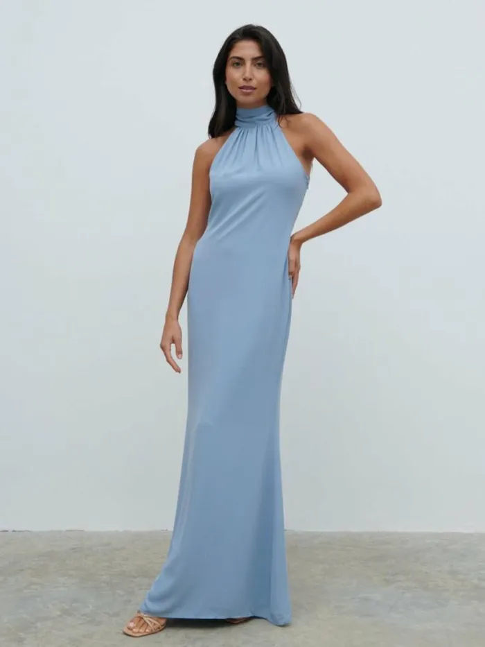 Pretty Lavish Bridesmaid Dresses Women Odelle Chiffon Maxi Bridesmaid Dress Dusty Blue