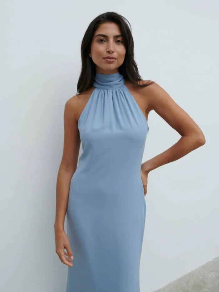 Pretty Lavish Bridesmaid Dresses Women Odelle Chiffon Maxi Bridesmaid Dress Dusty Blue