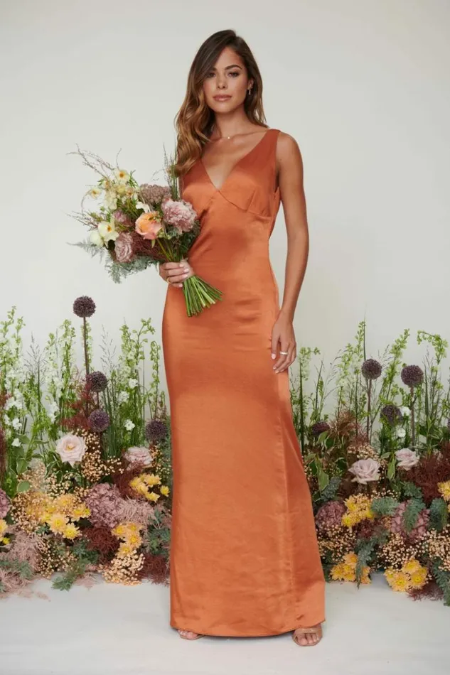 Pretty Lavish Bridesmaid Dresses Women Piper Maxi Bridesmaid Dress Copper