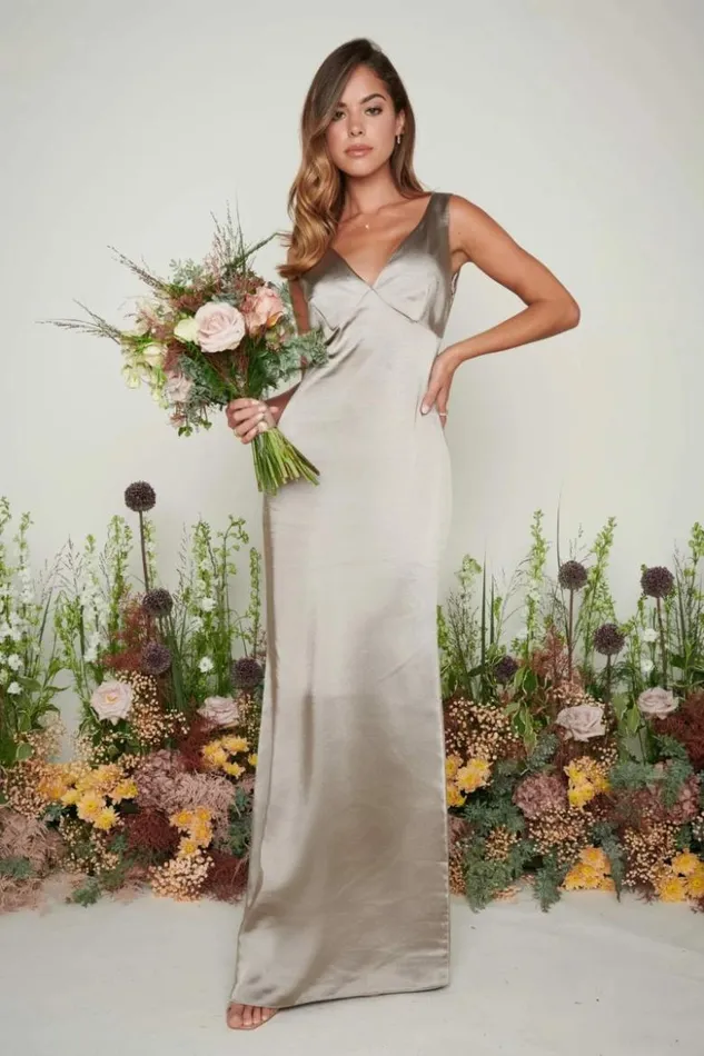 Pretty Lavish Bridesmaid Dresses Women Piper Maxi Bridesmaid Dress Olive Grey