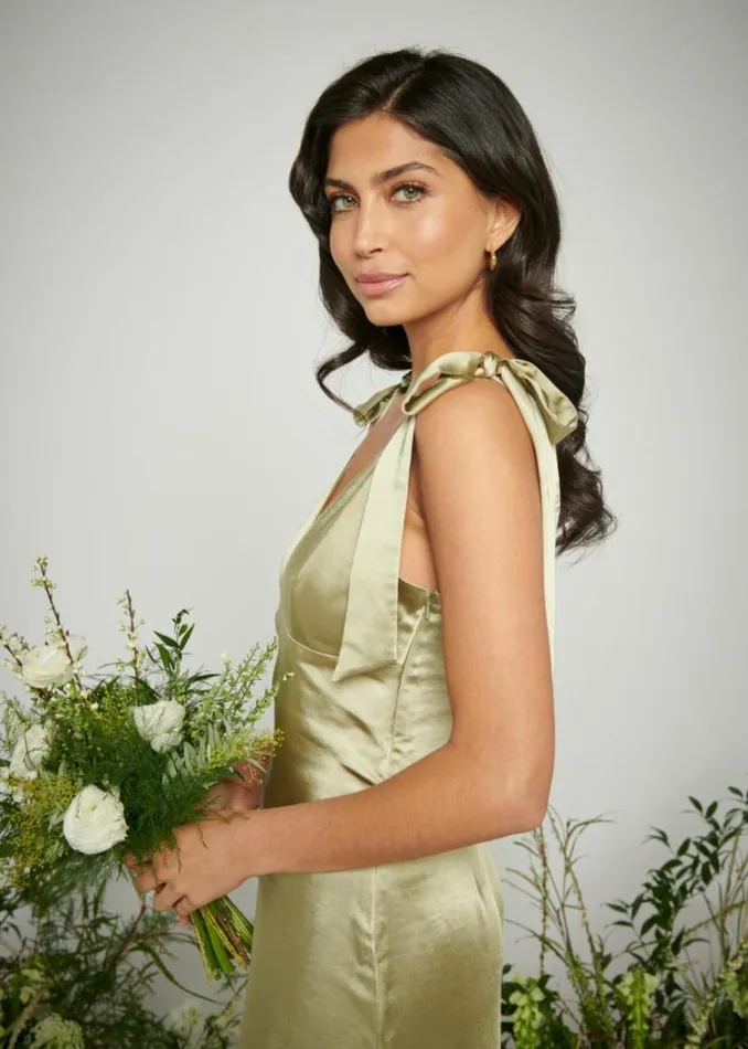 Pretty Lavish Bridesmaid Dresses Women Piper Tie Maxi Bridesmaid Dress Olive