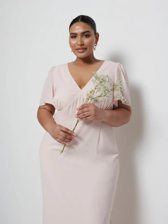 Pretty Lavish Chiffon Bridesmaid Dresses Women Edie Chiffon Maxi Bridesmaid Dress Curve Blush