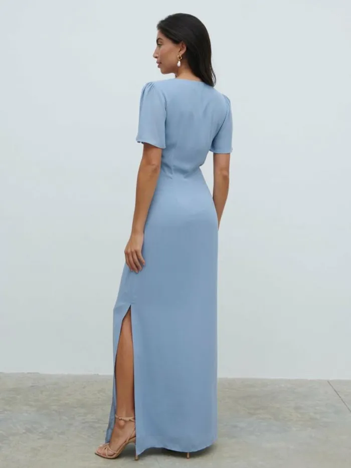 Pretty Lavish Chiffon Bridesmaid Dresses Women Edie Chiffon Maxi Bridesmaid Dress Dusty Blue