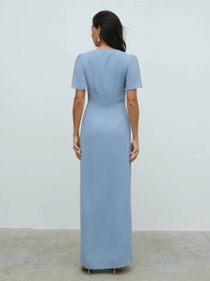 Pretty Lavish Chiffon Bridesmaid Dresses Women Edie Chiffon Maxi Bridesmaid Dress Dusty Blue
