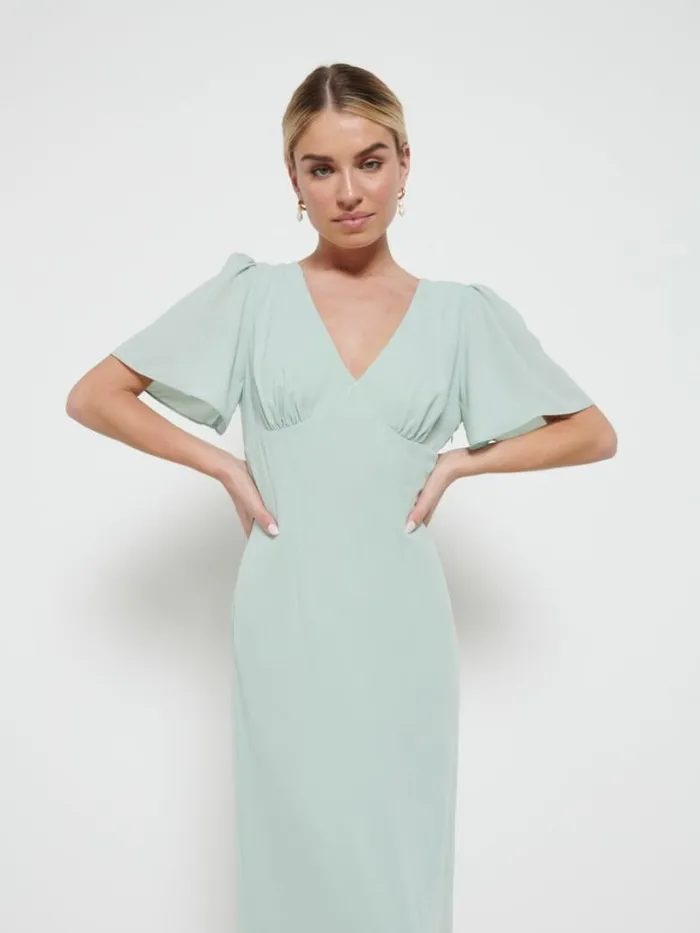 Pretty Lavish Chiffon Bridesmaid Dresses Women Edie Chiffon Maxi Bridesmaids Dress Sage