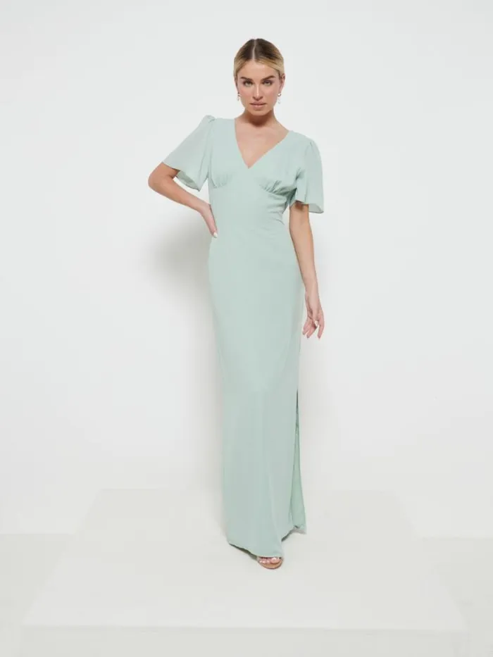 Pretty Lavish Chiffon Bridesmaid Dresses Women Edie Chiffon Maxi Bridesmaids Dress Sage
