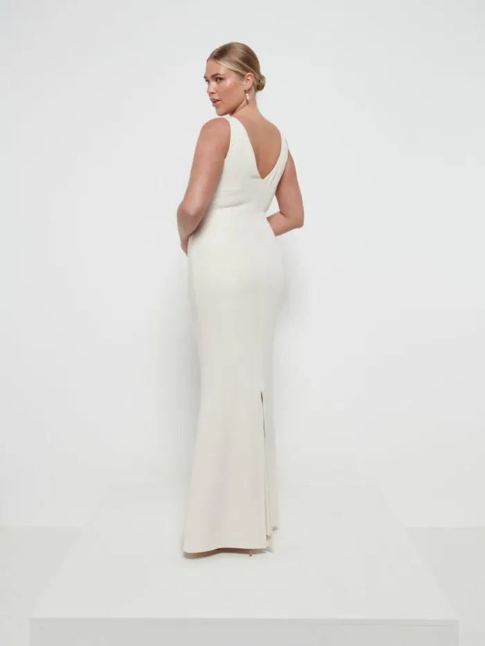 Pretty Lavish Crepe Bridesmaid Dresses Women Esmee Crepe Maxi Bridesmaid Dress Champagne