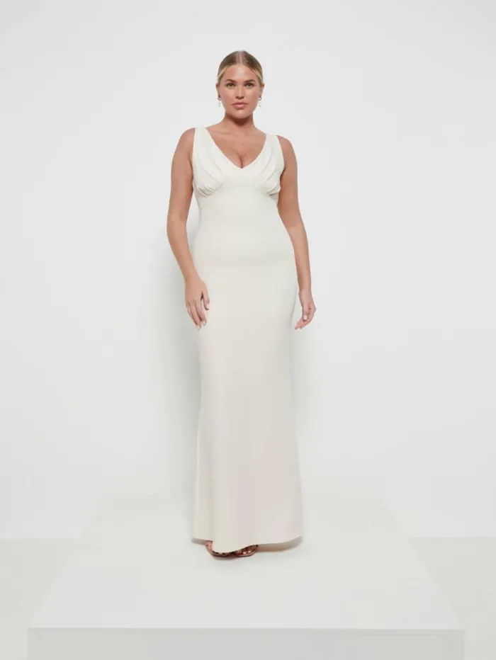 Pretty Lavish Crepe Bridesmaid Dresses Women Esmee Crepe Maxi Bridesmaid Dress Champagne