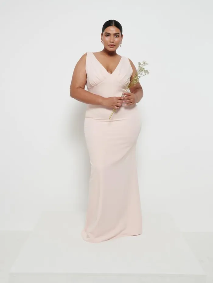 Pretty Lavish Crepe Bridesmaid Dresses Women Esmee Crepe Maxi Bridesmaid Dress Curve Blush