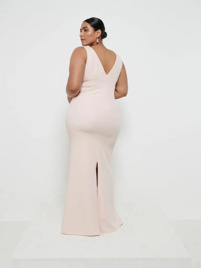 Pretty Lavish Crepe Bridesmaid Dresses Women Esmee Crepe Maxi Bridesmaid Dress Curve Blush