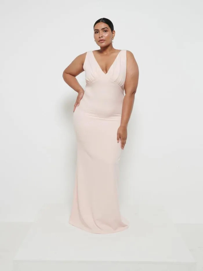 Pretty Lavish Crepe Bridesmaid Dresses Women Esmee Crepe Maxi Bridesmaid Dress Curve Blush