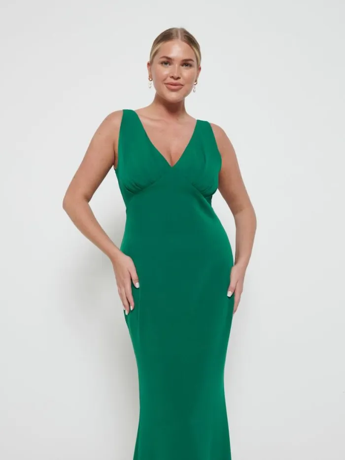 Pretty Lavish Crepe Bridesmaid Dresses Women Esmee Crepe Maxi Bridesmaid Dress Emerald