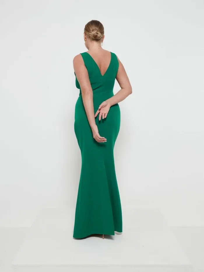 Pretty Lavish Crepe Bridesmaid Dresses Women Esmee Crepe Maxi Bridesmaid Dress Emerald