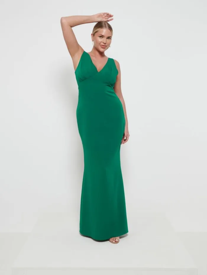 Pretty Lavish Crepe Bridesmaid Dresses Women Esmee Crepe Maxi Bridesmaid Dress Emerald