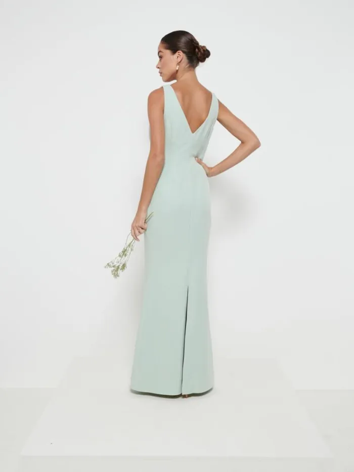 Pretty Lavish Crepe Bridesmaid Dresses Women Esmee Crepe Maxi Bridesmaid Dress Sage