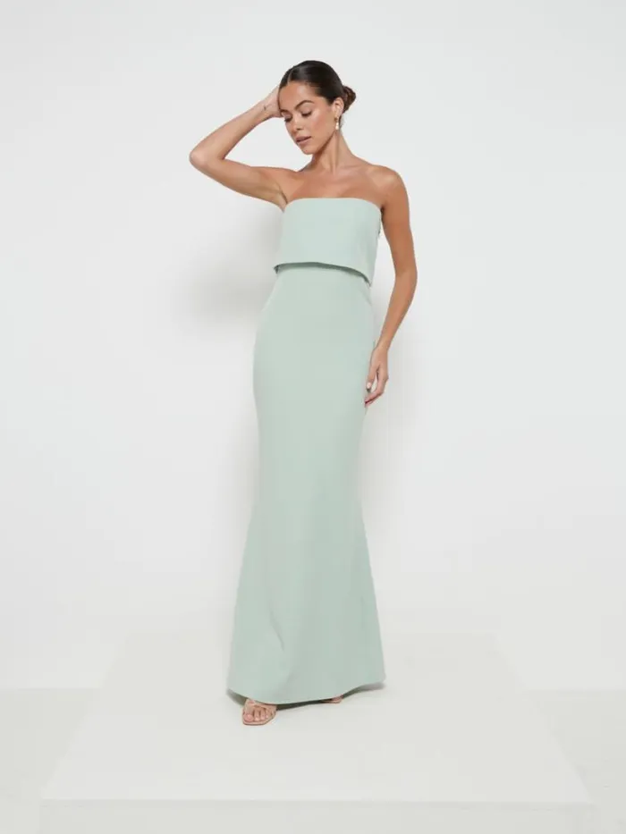 Pretty Lavish Crepe Bridesmaid Dresses Women Julia Crepe Maxi Bridesmaid Dress Sage