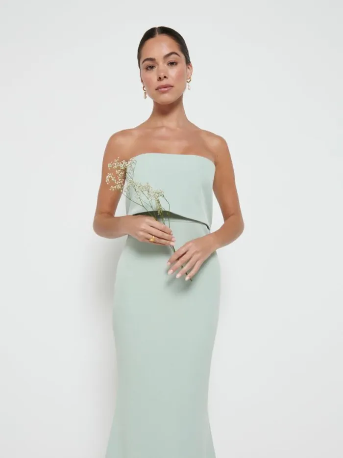 Pretty Lavish Crepe Bridesmaid Dresses Women Julia Crepe Maxi Bridesmaid Dress Sage