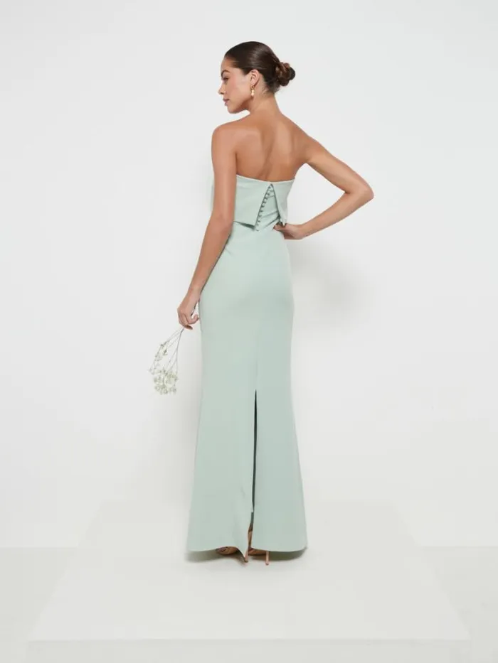 Pretty Lavish Crepe Bridesmaid Dresses Women Julia Crepe Maxi Bridesmaid Dress Sage