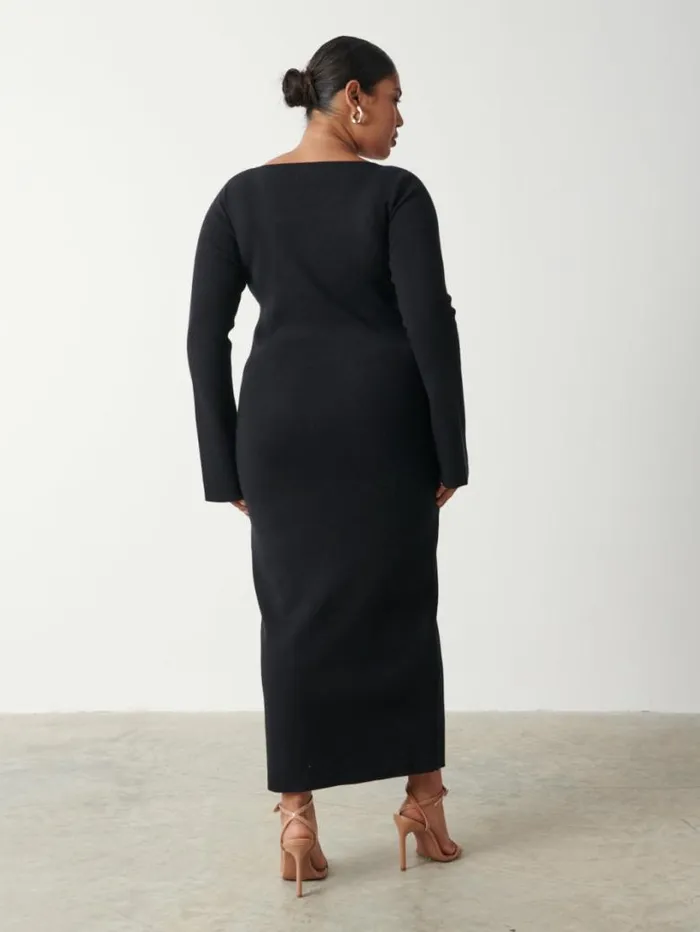 Pretty Lavish Curve Women Jacklin Wrap Midaxi Dress Curve Black