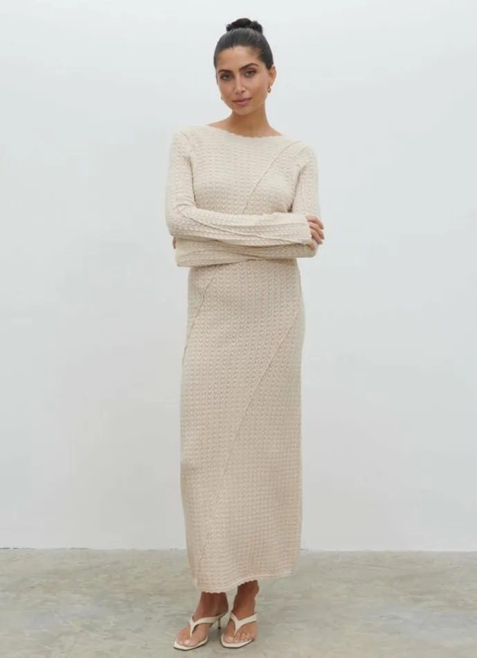 Pretty Lavish Dresses Women Adeline Knit Midaxi Dress Beige