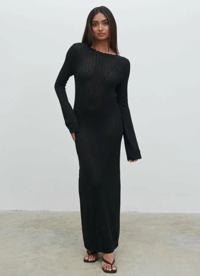 Pretty Lavish Dresses Women Adeline Knit Midaxi Dress Black