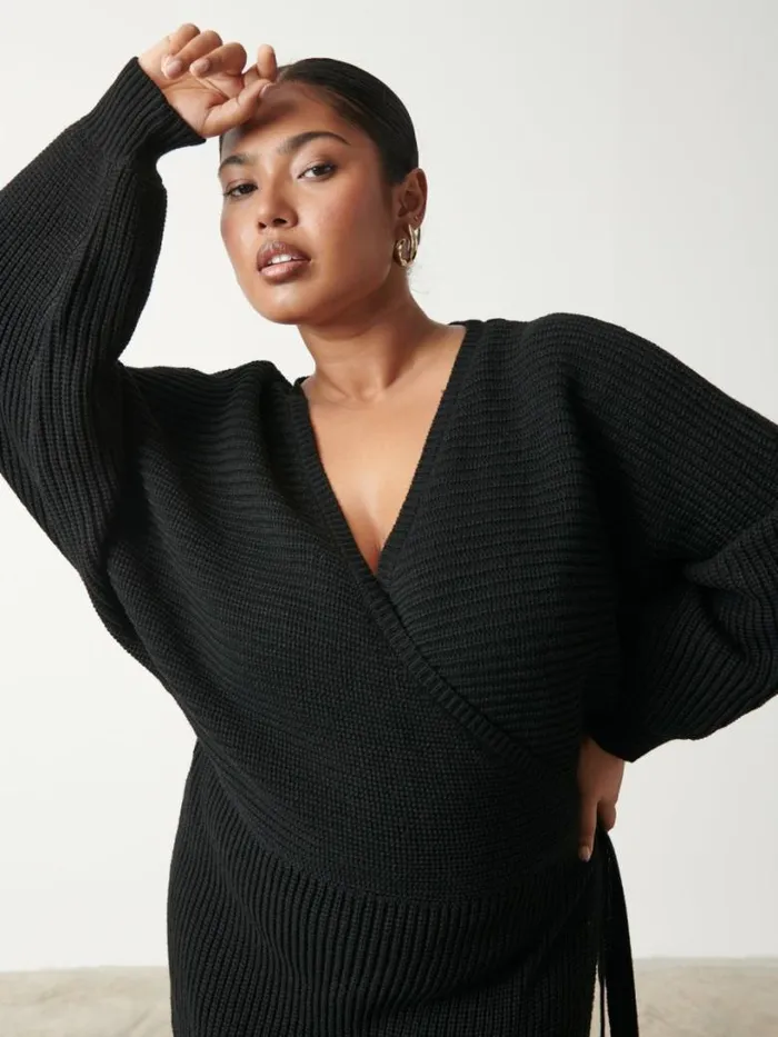 Pretty Lavish Dresses Women Aidan Cosy Wrap Dress Curve Black