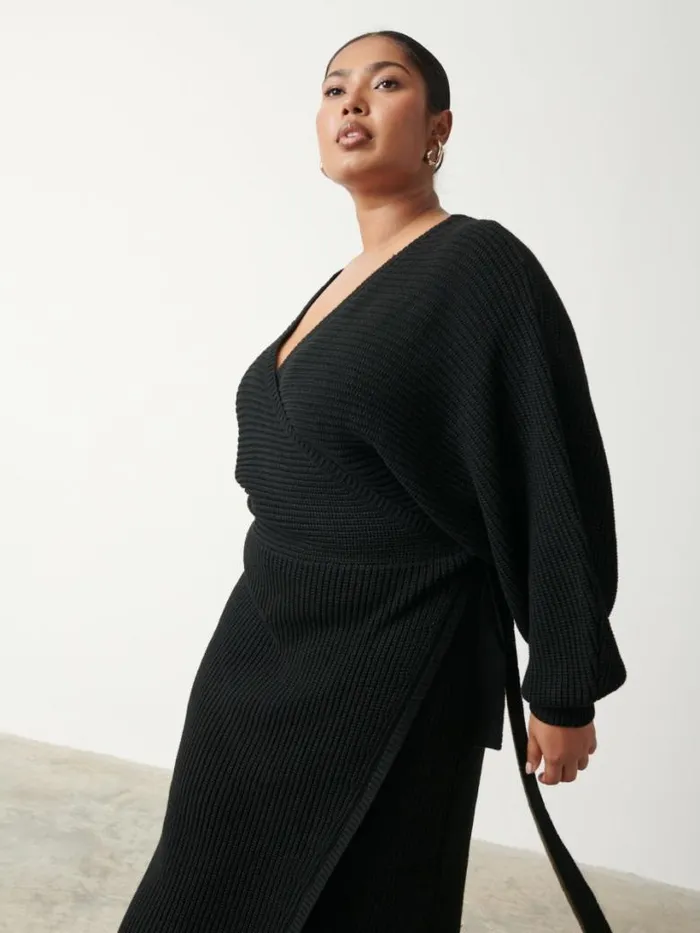 Pretty Lavish Dresses Women Aidan Cosy Wrap Dress Curve Black