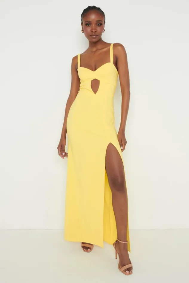 Pretty Lavish Dresses Women Alice Cut Out Sweetheart Maxi Dress Yellow