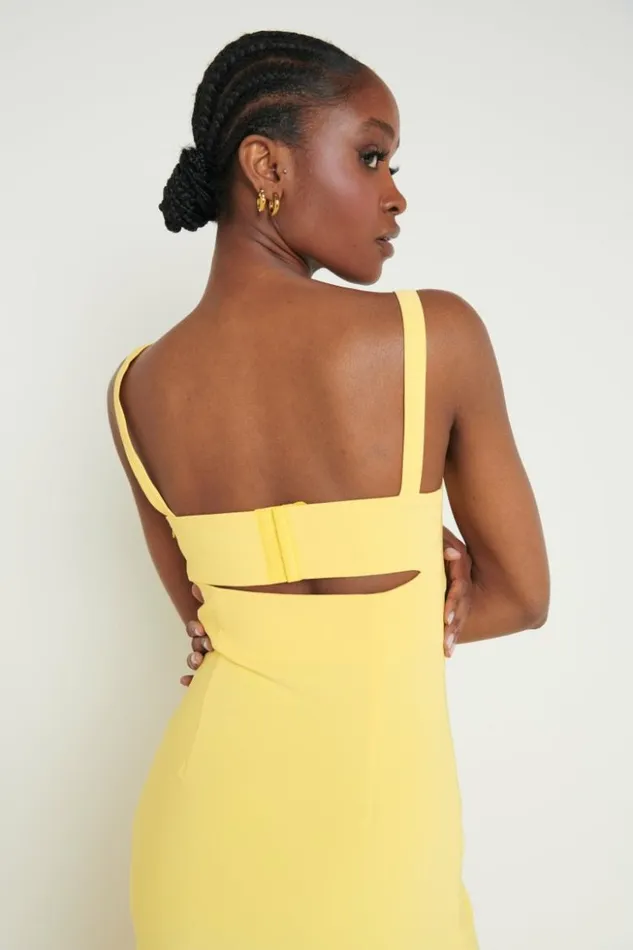 Pretty Lavish Dresses Women Alice Cut Out Sweetheart Maxi Dress Yellow