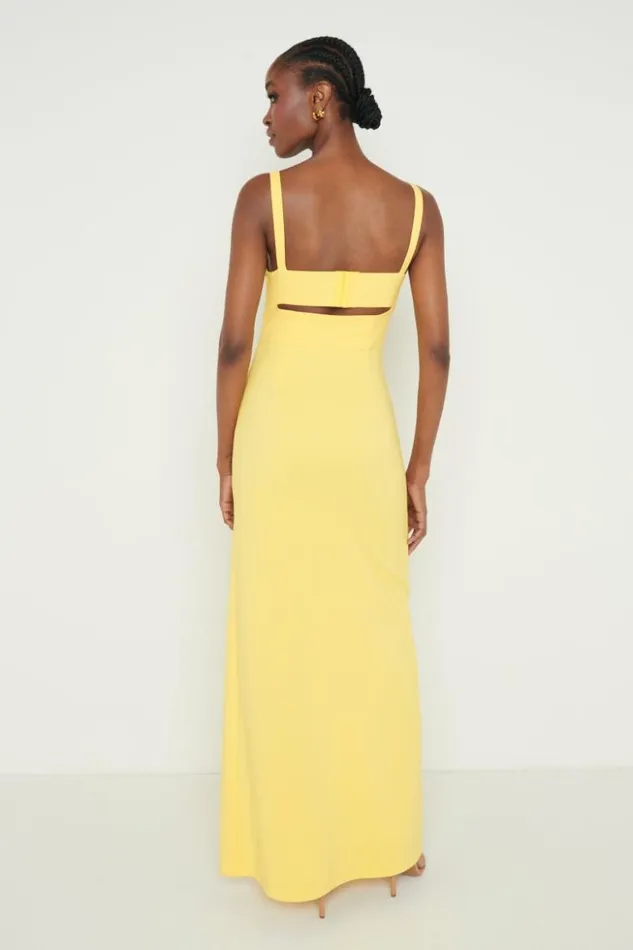 Pretty Lavish Dresses Women Alice Cut Out Sweetheart Maxi Dress Yellow