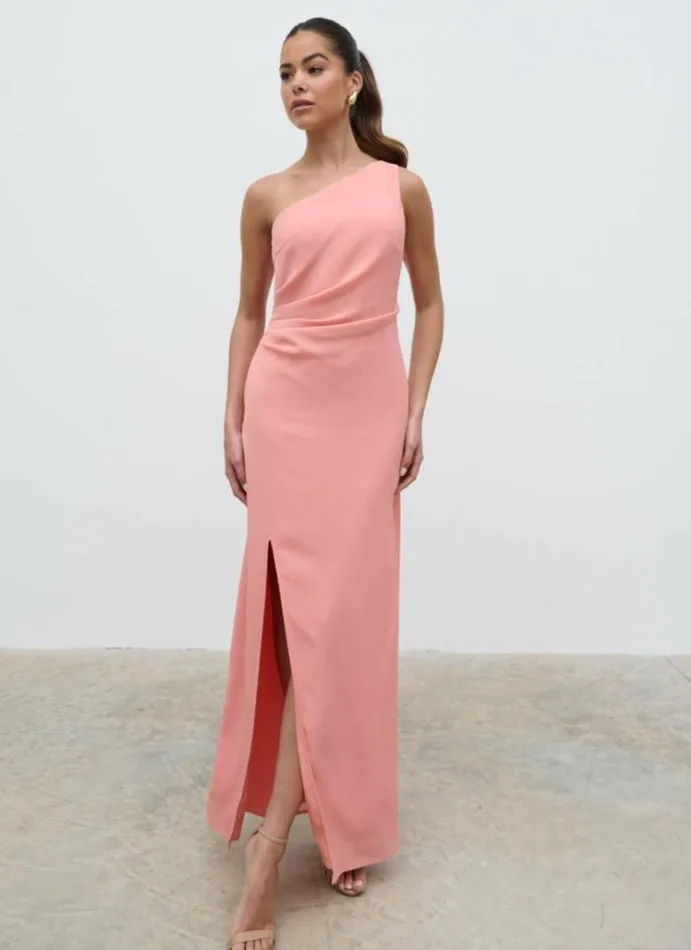 Pretty Lavish Dresses Women Amelia Ruched Maxi Dress Apricot Pink