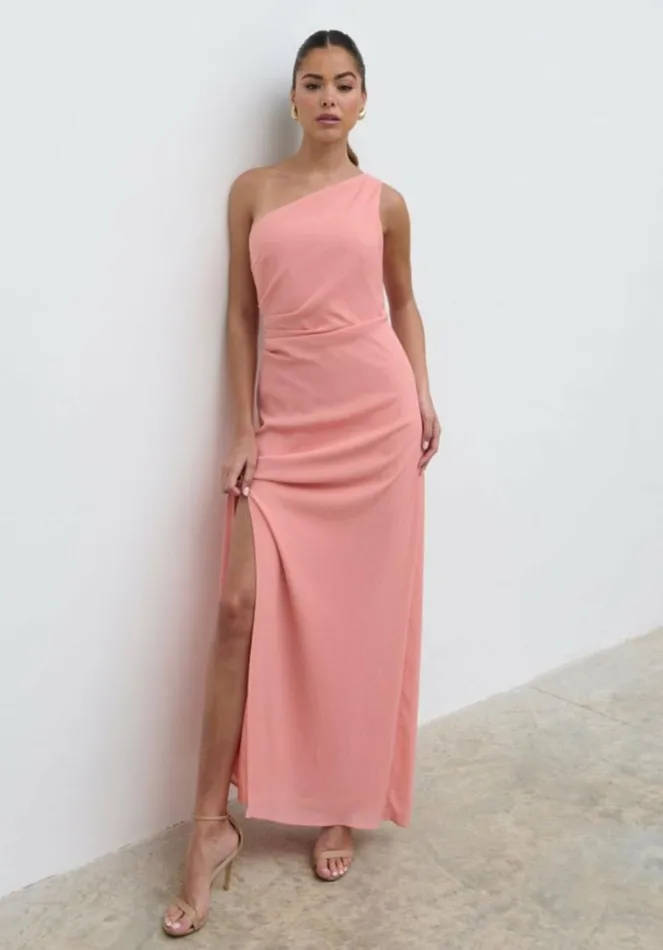 Pretty Lavish Dresses Women Amelia Ruched Maxi Dress Apricot Pink