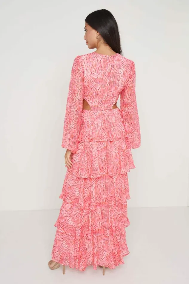 Pretty Lavish Dresses Women Ashton Cut Out Maxi Dress Coral Swirl