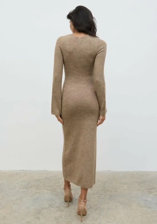 Pretty Lavish Dresses Women Clara Scoop Neck Knit Dress Brown