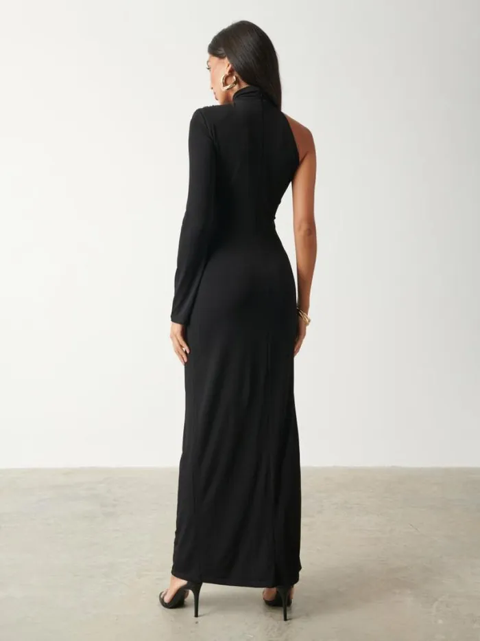 Pretty Lavish Dresses Women Cole One Shoulder Jersey Maxi Dress Black