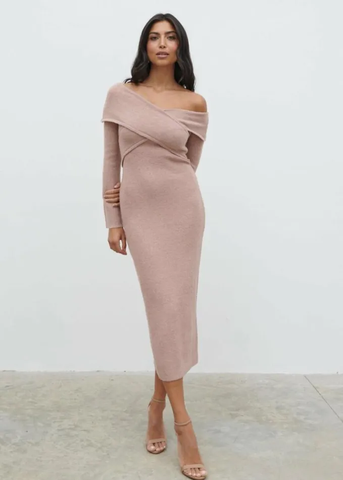 Pretty Lavish Dresses Women Danica Wrap Knit Midaxi Dress Pink