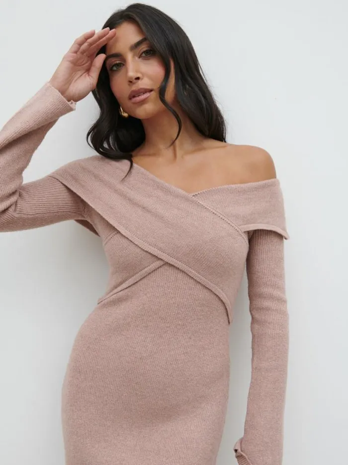 Pretty Lavish Dresses Women Danica Wrap Knit Midaxi Dress Pink