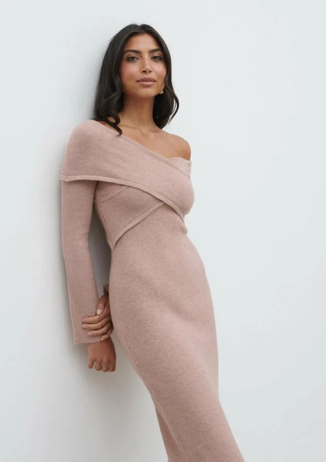 Pretty Lavish Dresses Women Danica Wrap Knit Midaxi Dress Pink